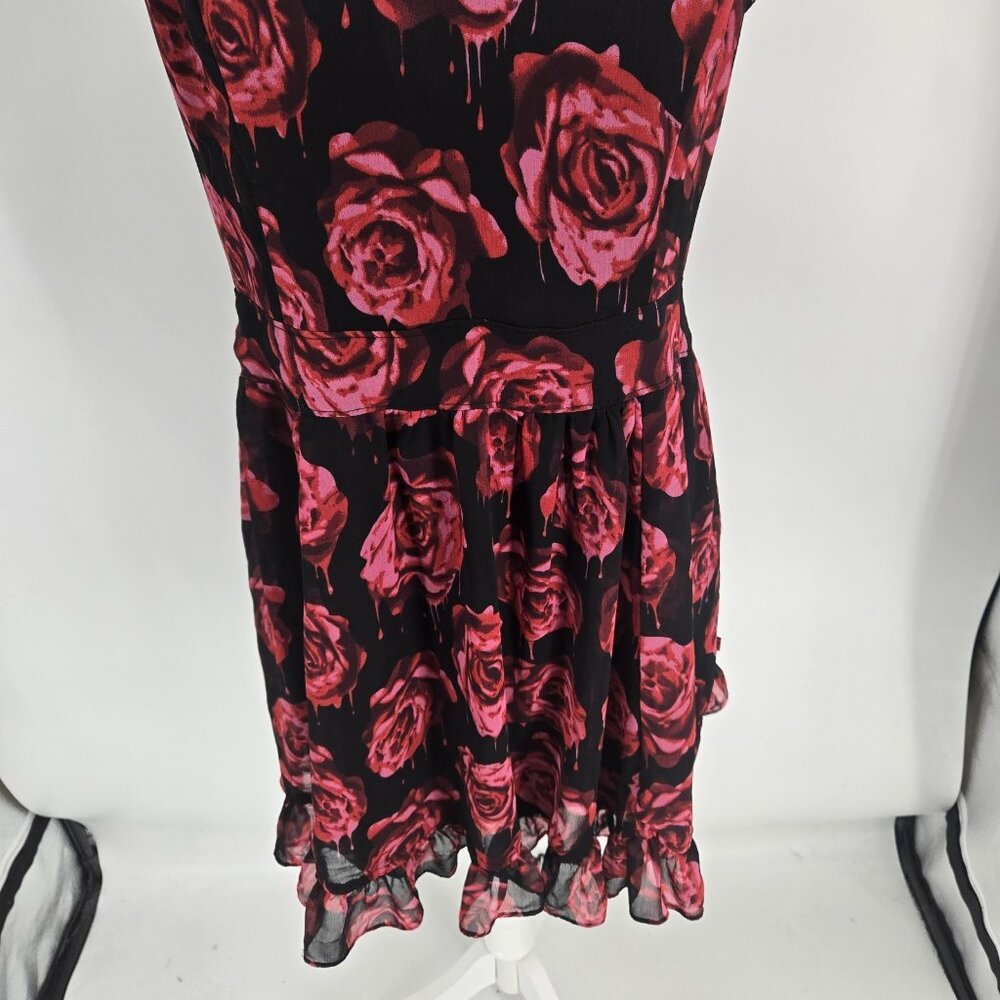 Royal Bones Daang Fit n Flare Mini Dress Rose Lace Ruffle Gothic Vamp Y2K XL - Picture 4 of 8